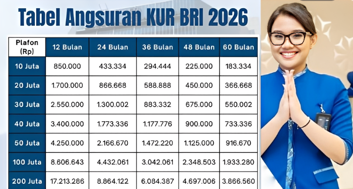 Tabel Angsuran KUR BRI 2026 Terbaru, Bunga Ringan untuk UMKM Tabel Angsuran KUR BRI 2026 Terbaru, Bunga Ringan untuk UMKM