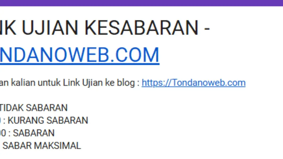 Link Ujian Kesabaran Google Form 2026: Apakah Kamu Orang Paling Sabar?