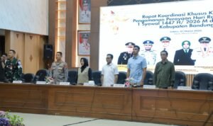 Rapat Koordinasi Khusus (Rakorsus) Pengamanan Hari Raya Idul Fitri 2026 atau Operasi Ketupat 2026 di Gedung Moh Toha, Sabtu (7/3/2026).
