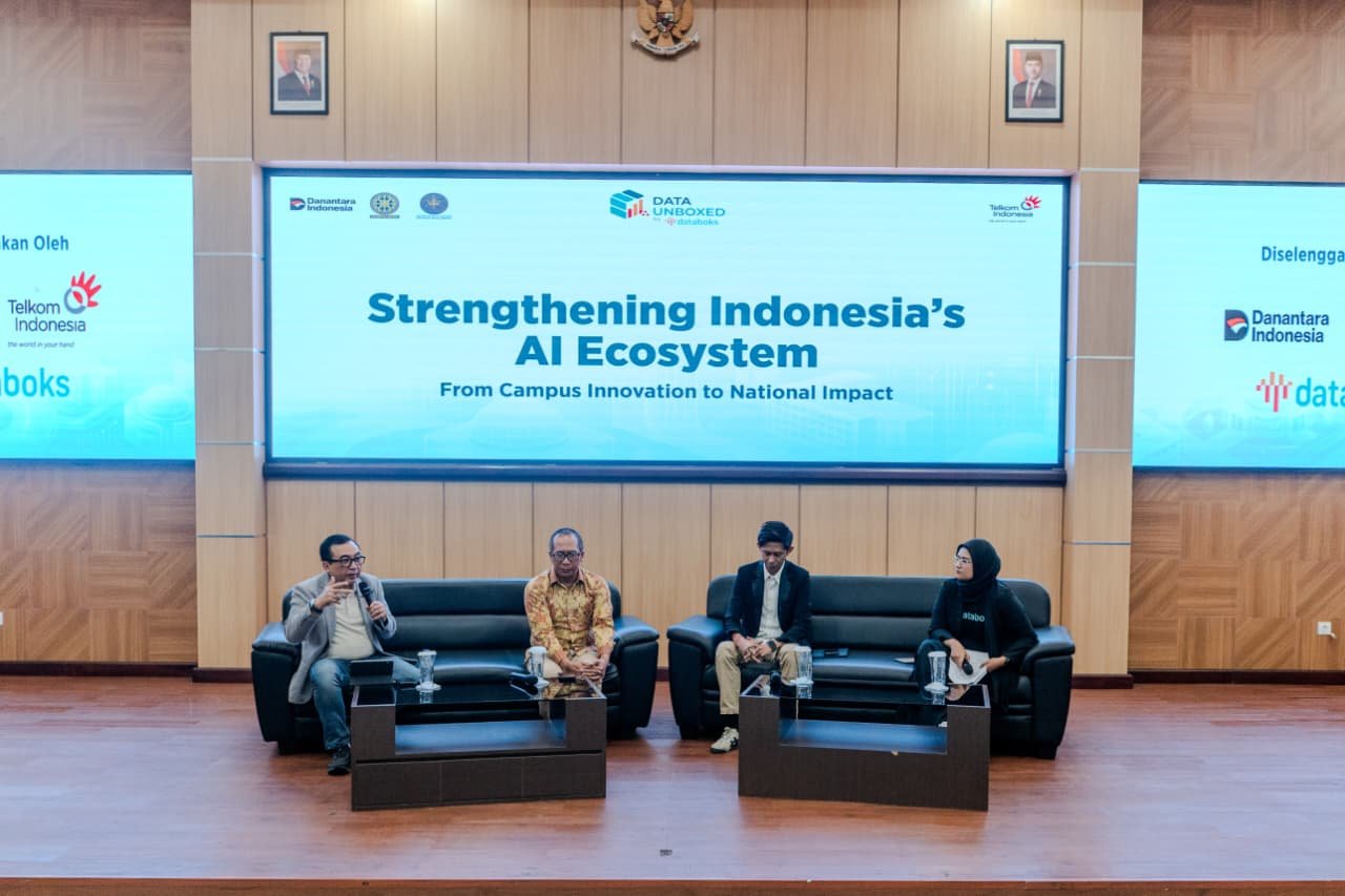 Program Data Unboxed @Campus bertajuk “Strengthening Indonesia’s AI Ecosystem: From Campus Innovation to National Impact” yang digelar di Auditorium Universitas Udayana, Bali, Jumat (10/4). Program Data Unboxed @Campus bertajuk “Strengthening Indonesia’s AI Ecosystem: From Campus Innovation to National Impact” yang digelar di Auditorium Universitas Udayana, Bali, Jumat (10/4).